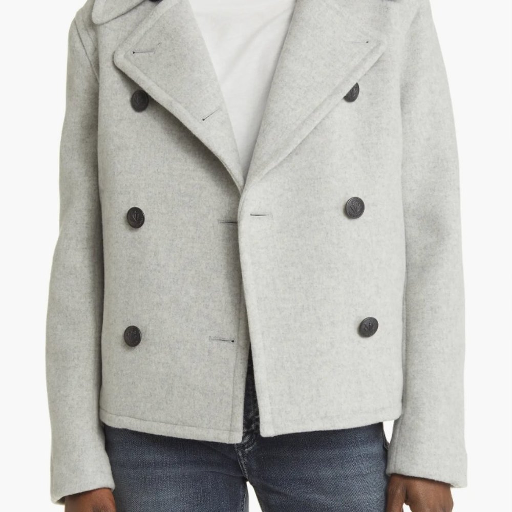 Rag & Bone Alfie Virgin Wool Blend Peacoat in Light Grey